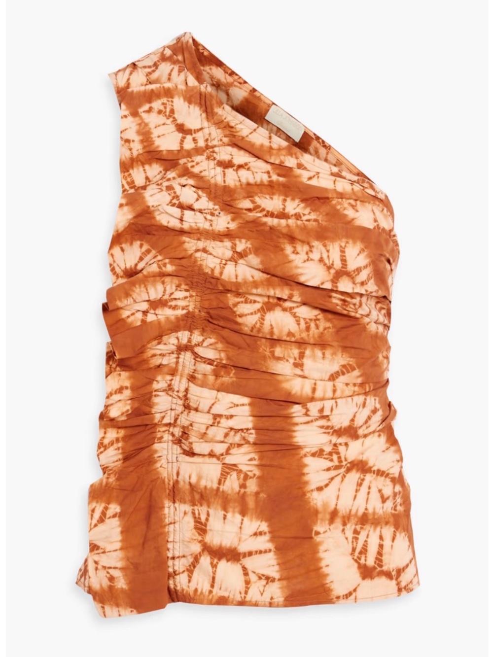 ULLA JOHNSON Senta one-shoulder ruffled tie-dyed cotton top